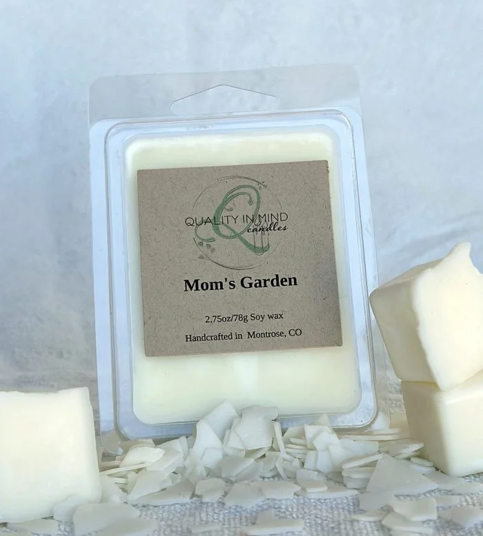 Mom's Garden Wax Melt in packaging